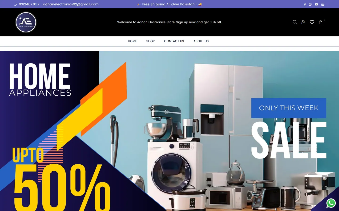 Adnan Electronics online store homepage