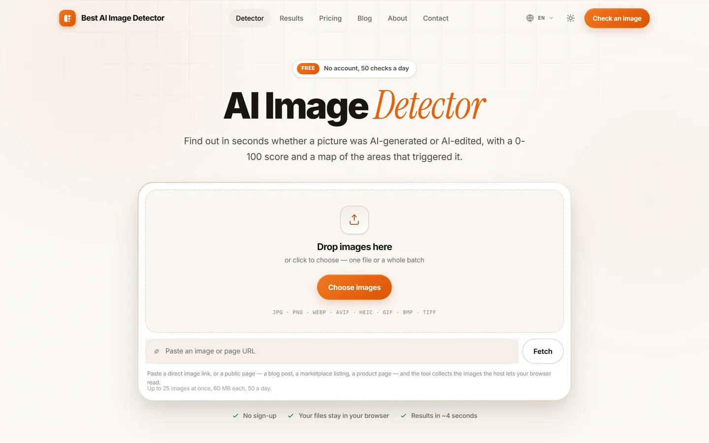 AI Image Detector website
